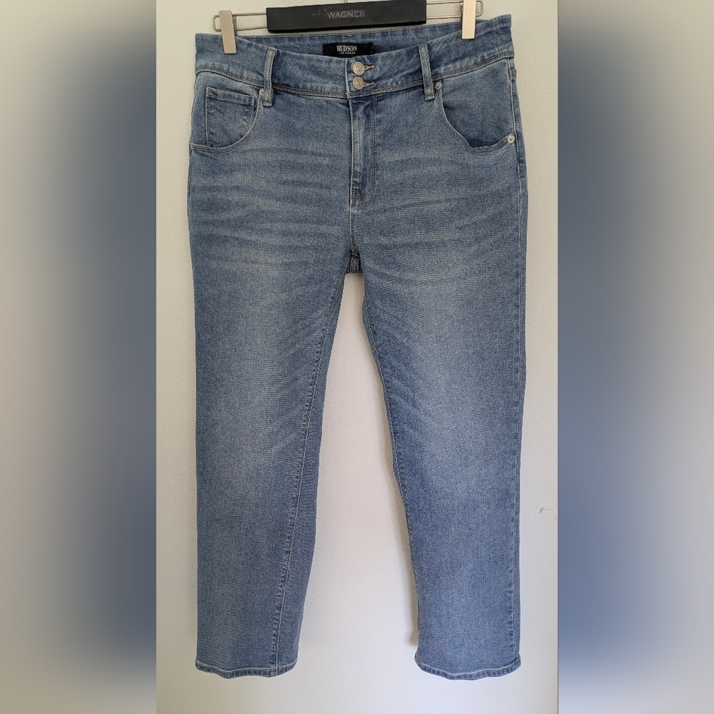 Hudson EUC women's Icey Blue Mid Rise Straight Leg Jeans Size 10 L 28" - Picture 5 of 13